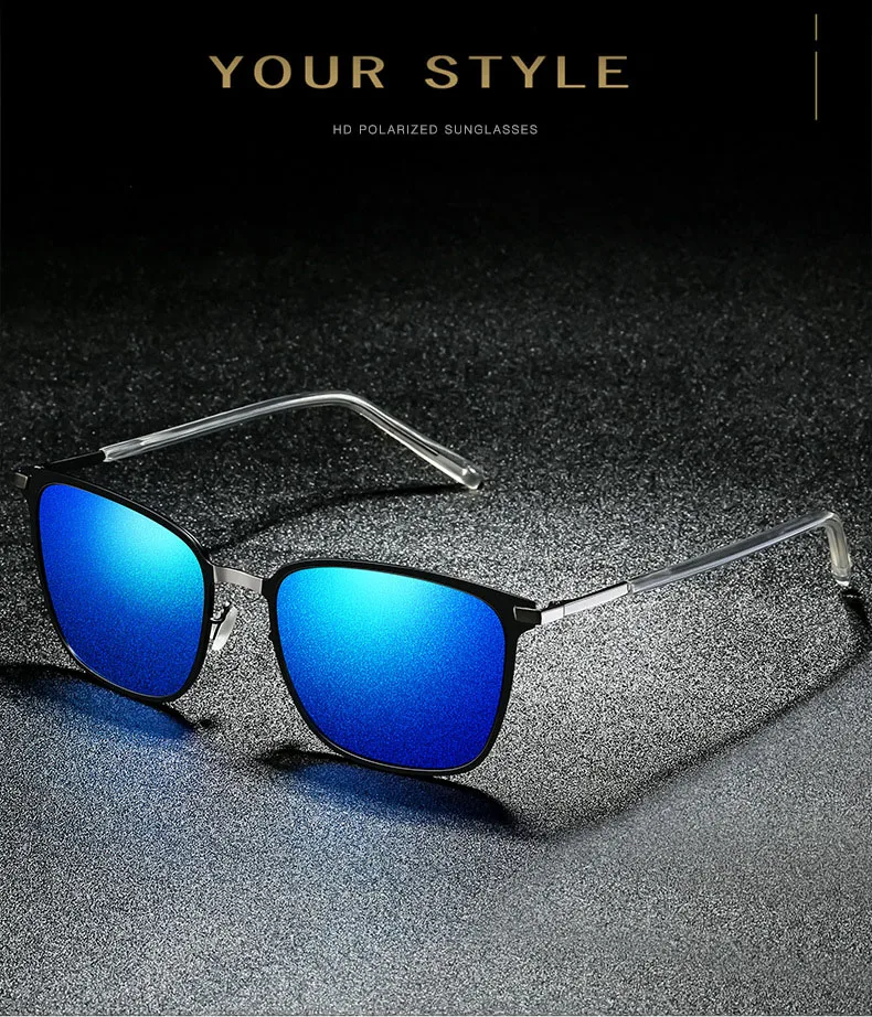 Lunettes de soleil carrées polarisées pour hommes, lunettes de vision nocturne pour conducteur en métal, nouvelle arrivée