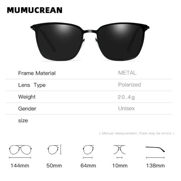 Lunettes de soleil carrées polarisées pour hommes, lunettes de vision nocturne pour conducteur en métal, nouvelle arrivée – Image 5