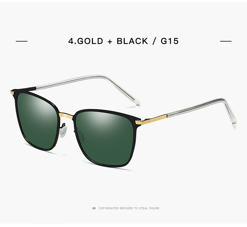 Lunettes de soleil carrées polarisées pour hommes, lunettes de vision nocturne pour conducteur en métal, nouvelle arrivée