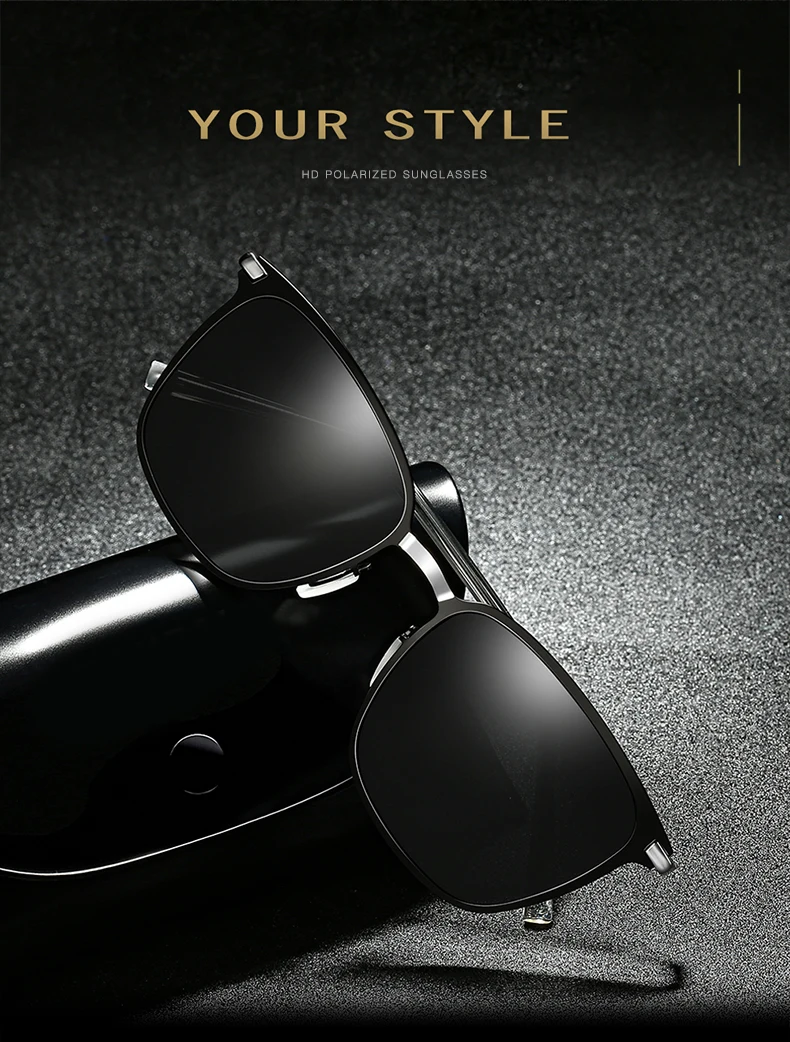 Lunettes de soleil carrées polarisées pour hommes, lunettes de vision nocturne pour conducteur en métal, nouvelle arrivée
