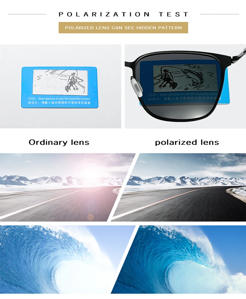 Lunettes de soleil carrées polarisées pour hommes, lunettes de vision nocturne pour conducteur en métal, nouvelle arrivée