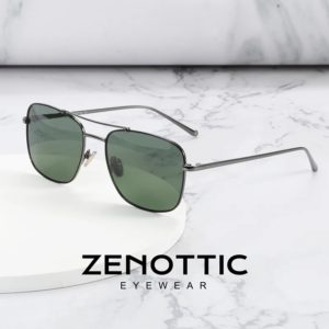 ZENOTTIC Design-Lunettes de soleil vintage en alliage de titane, carrées polarisées, pour hommes et femmes, pilote, nickel é, miroir