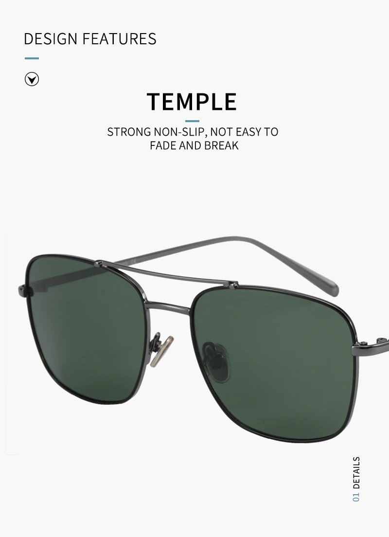 ZENOTTIC Design-Lunettes de soleil vintage en alliage de titane, carrées polarisées, pour hommes et femmes, pilote, nickel é, miroir