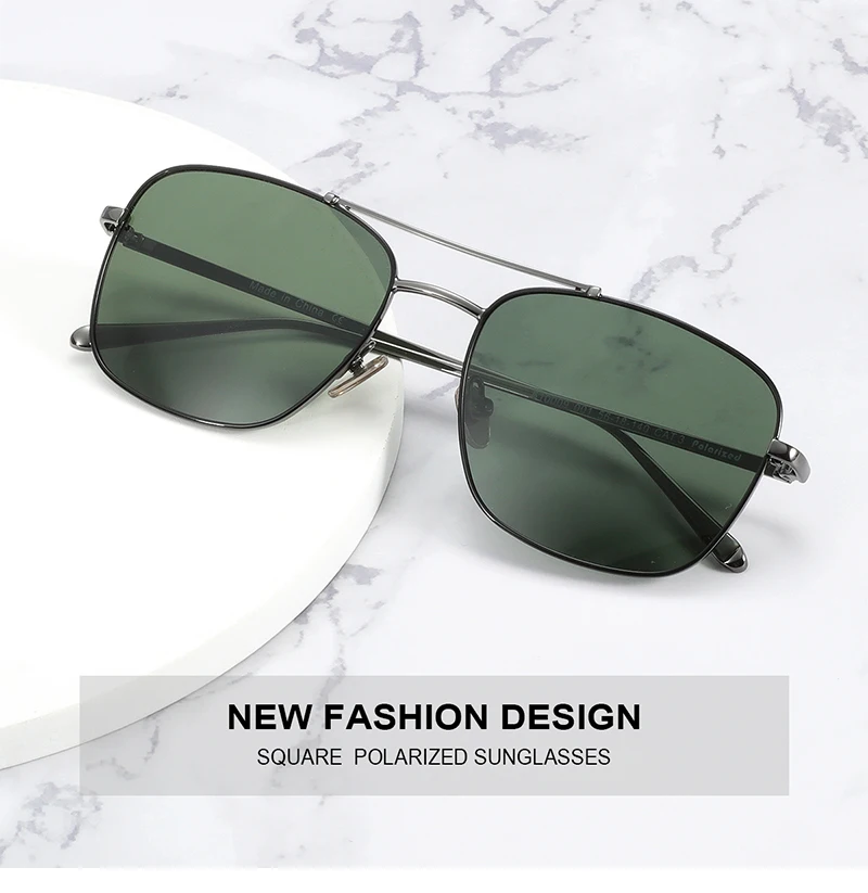 ZENOTTIC Design-Lunettes de soleil vintage en alliage de titane, carrées polarisées, pour hommes et femmes, pilote, nickel é, miroir