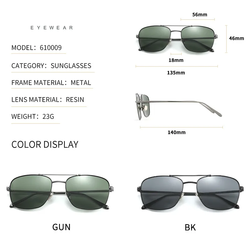 ZENOTTIC Design-Lunettes de soleil vintage en alliage de titane, carrées polarisées, pour hommes et femmes, pilote, nickel é, miroir