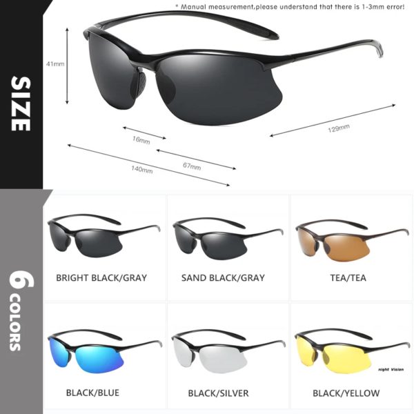 Lunettes de soleil polarisées ultralégères pour hommes, lunettes de soleil militaires pour hommes, lunettes de conduite, lunettes de soleil anti-UV, Top TR90 – Image 4