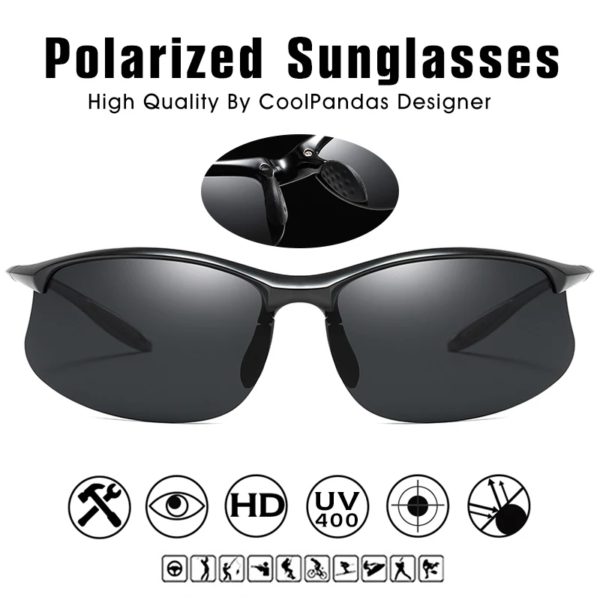 Lunettes de soleil polarisées ultralégères pour hommes, lunettes de soleil militaires pour hommes, lunettes de conduite, lunettes de soleil anti-UV, Top TR90 – Image 5