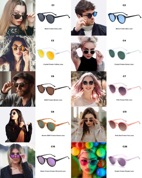 ZENOTTIC-Lunettes de soleil polarisées circulaires rétro pour hommes et femmes, petites lunettes de soleil rondes vintage, nuances de lunettes UV400, taille S, 2024 2025 – Image 2