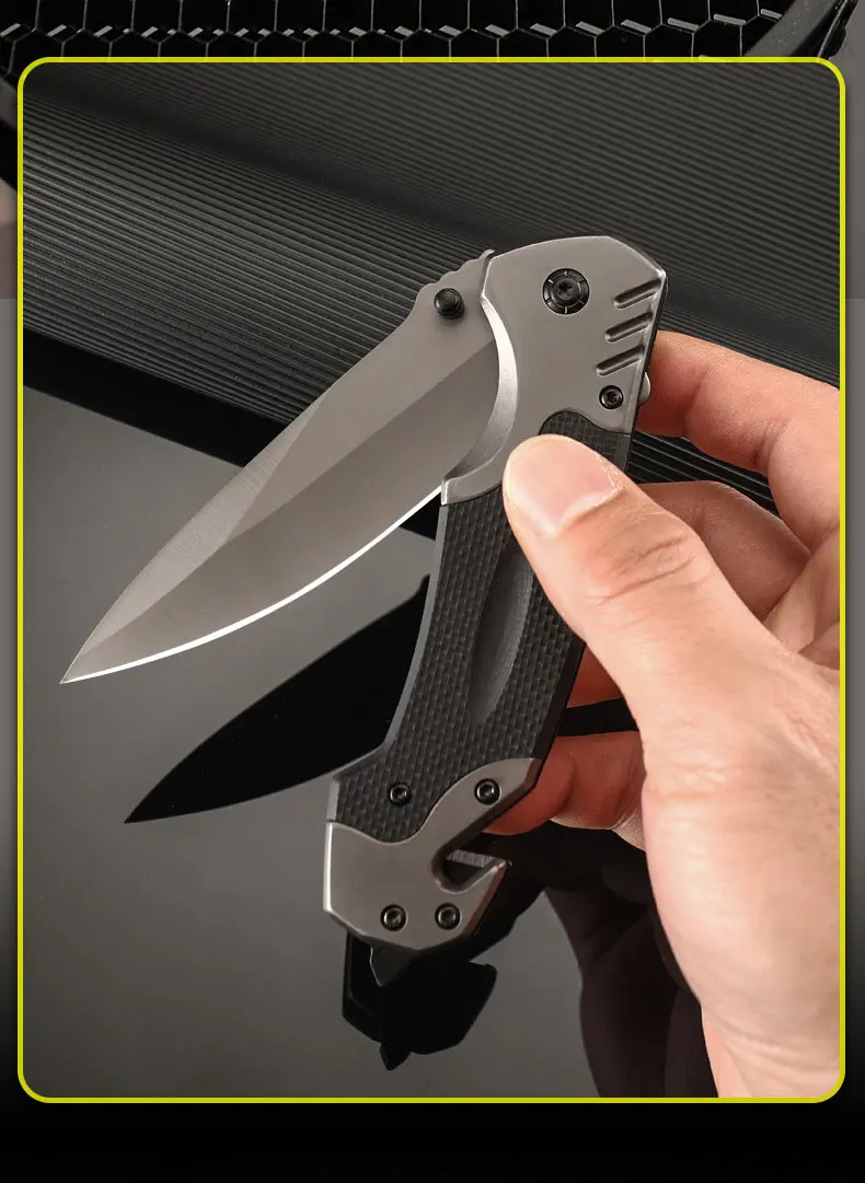 Couteau pliant polyvalent en acier inoxydable, extérieur, camping, poche de défense portable, DulSurvival