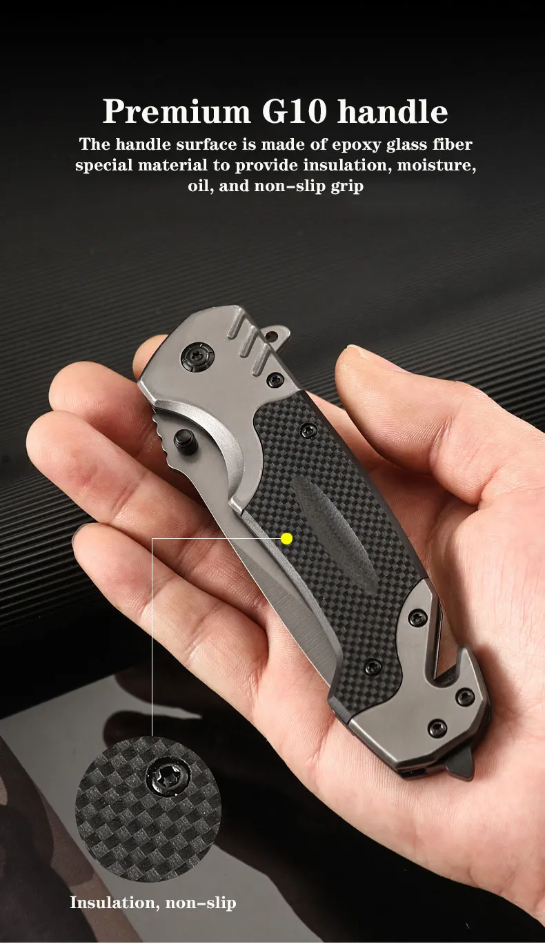 Couteau pliant polyvalent en acier inoxydable, extérieur, camping, poche de défense portable, DulSurvival