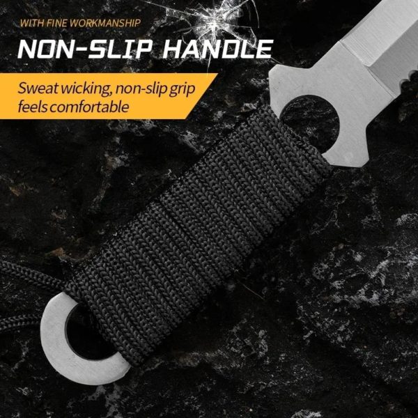 Couteau de poche de camping en acier inoxydable avec fourreau, couteau de survie extérieur portable EDC, couteau militaire pour l'autodéfense – Image 6