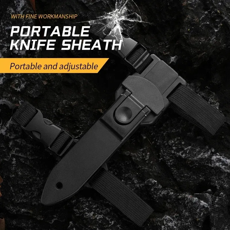 Couteau de poche de camping en acier inoxydable avec fourreau, couteau de survie extérieur portable EDC, couteau militaire pour l'autodéfense