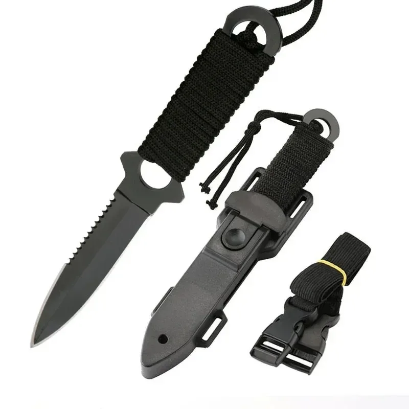 Couteau de poche de camping en acier inoxydable avec fourreau, couteau de survie extérieur portable EDC, couteau militaire pour l'autodéfense