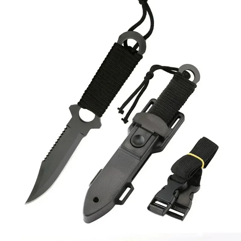 Couteau de poche de camping en acier inoxydable avec fourreau, couteau de survie extérieur portable EDC, couteau militaire pour l'autodéfense