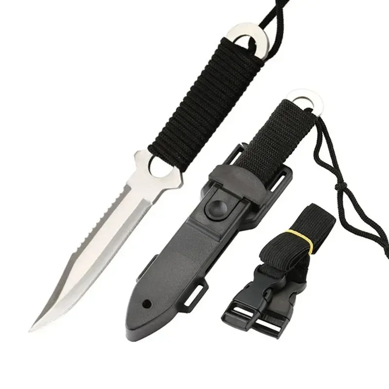 Couteau de poche de camping en acier inoxydable avec fourreau, couteau de survie extérieur portable EDC, couteau militaire pour l'autodéfense