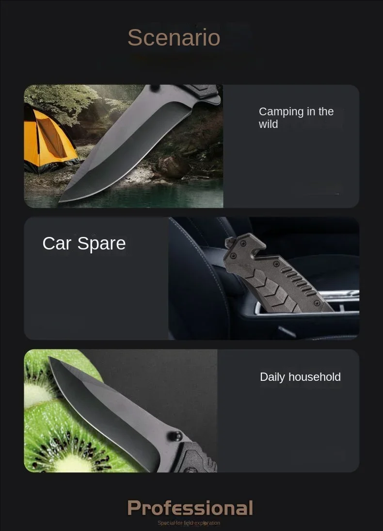 Couteau Pliant Portable avec Manche en Plastique, Lame en Acier Inoxydable, Outils de Survie en Plein Air, Camping, 1 Pièce