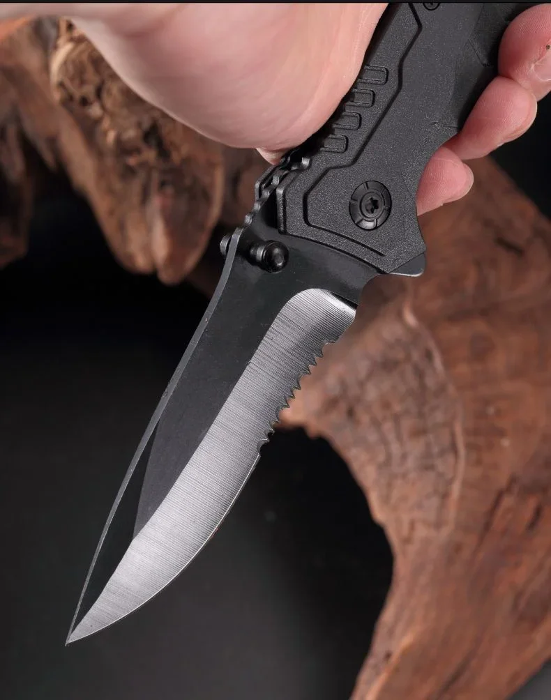 Couteau Pliant Portable avec Manche en Plastique, Lame en Acier Inoxydable, Outils de Survie en Plein Air, Camping, 1 Pièce