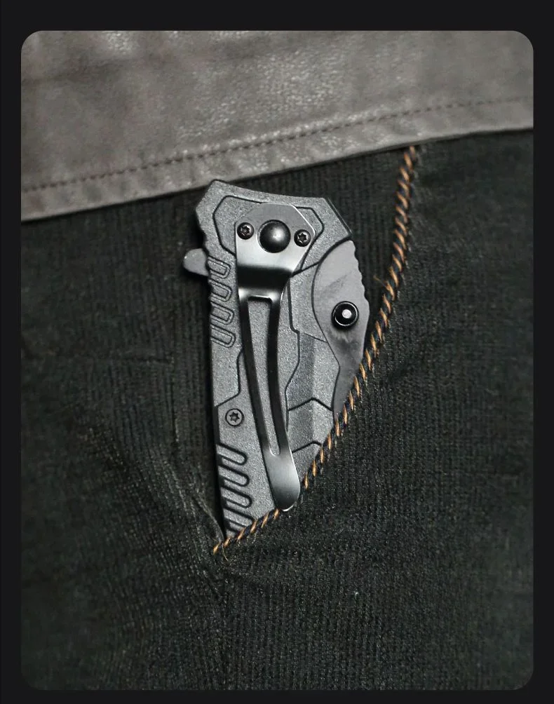 Couteau Pliant Portable avec Manche en Plastique, Lame en Acier Inoxydable, Outils de Survie en Plein Air, Camping, 1 Pièce