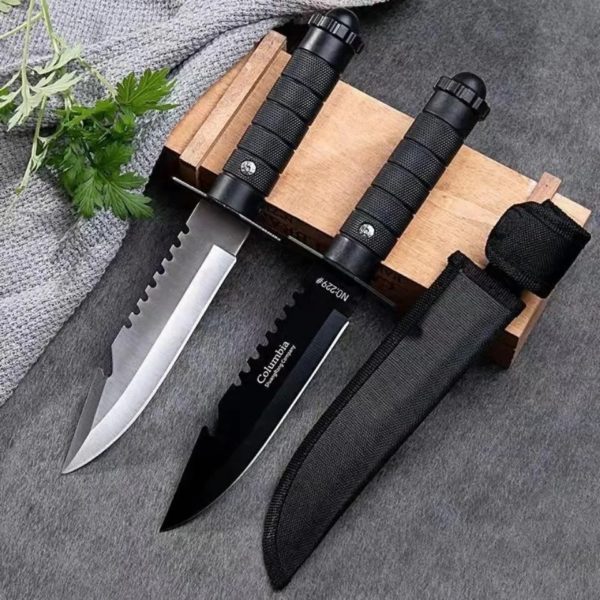 Couteau de chasse en acier inoxydable, DulStraight, Jungle Camping, Couteau d'autodéfense, Manche droit