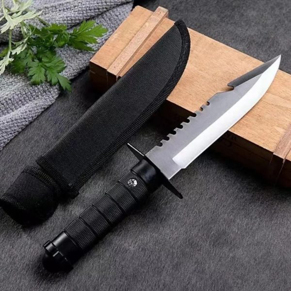 Couteau de chasse en acier inoxydable, DulStraight, Jungle Camping, Couteau d'autodéfense, Manche droit – Image 3
