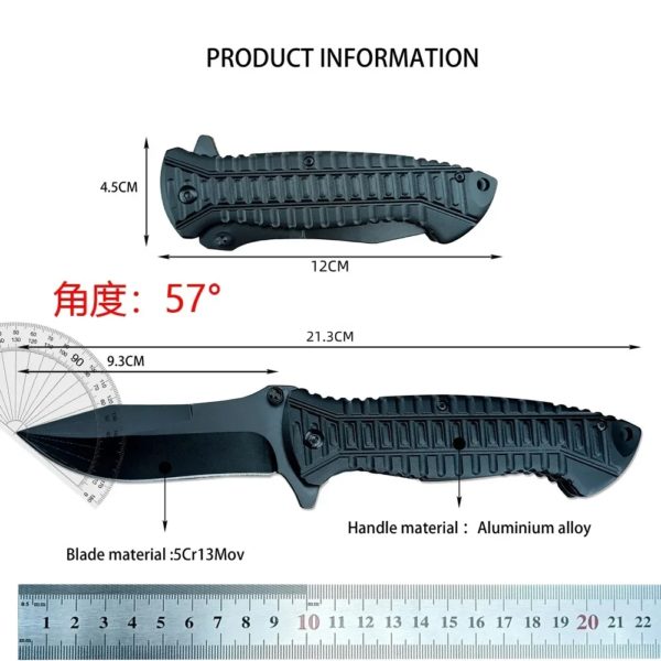 Couteau pliant DulPocket de haute qualité, lame 5Cr13Mov, manche en alliage d'aluminium, EDC, chasse en plein air, camping, outil de survie opaque – Image 6