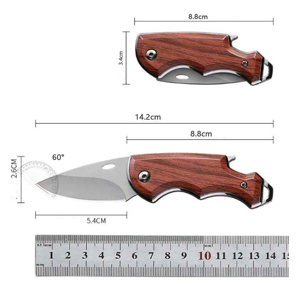 EDC-Couteau de Poche Pliant Portable, Lame Tranchante et Durable avec Ouvre-Bouteille, Idéal pour le Camping et la html en Plein Air