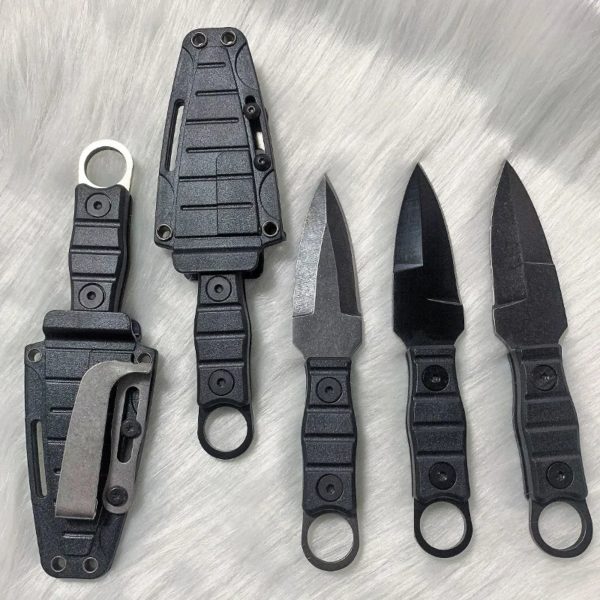 Petit couteau de survie droit extérieur, haute dureté, couteau utilitaire + gaine K, outil EDC de camping, multifonction portable sur le terrain – Image 3