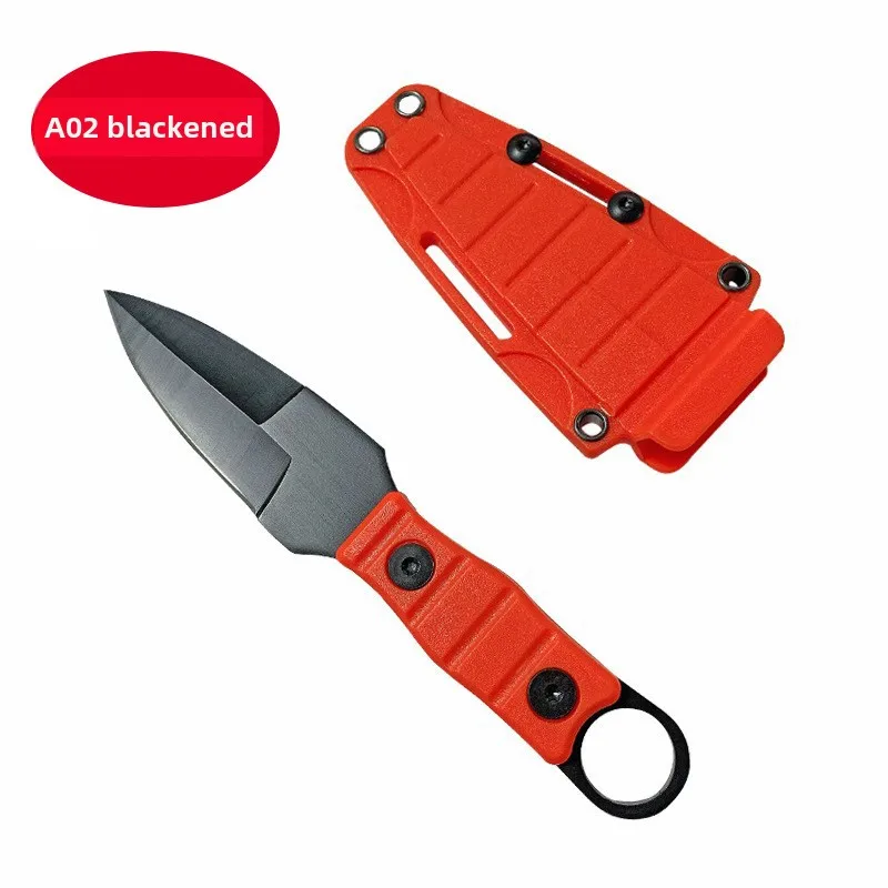 Petit couteau de survie droit extérieur, haute dureté, couteau utilitaire + gaine K, outil EDC de camping, multifonction portable sur le terrain