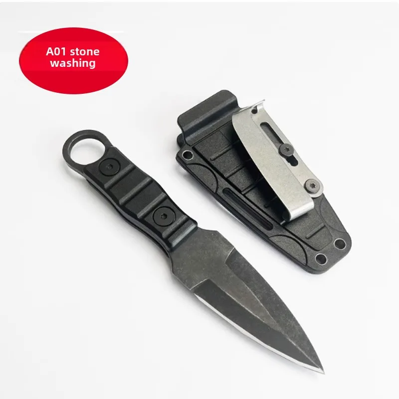 Petit couteau de survie droit extérieur, haute dureté, couteau utilitaire + gaine K, outil EDC de camping, multifonction portable sur le terrain