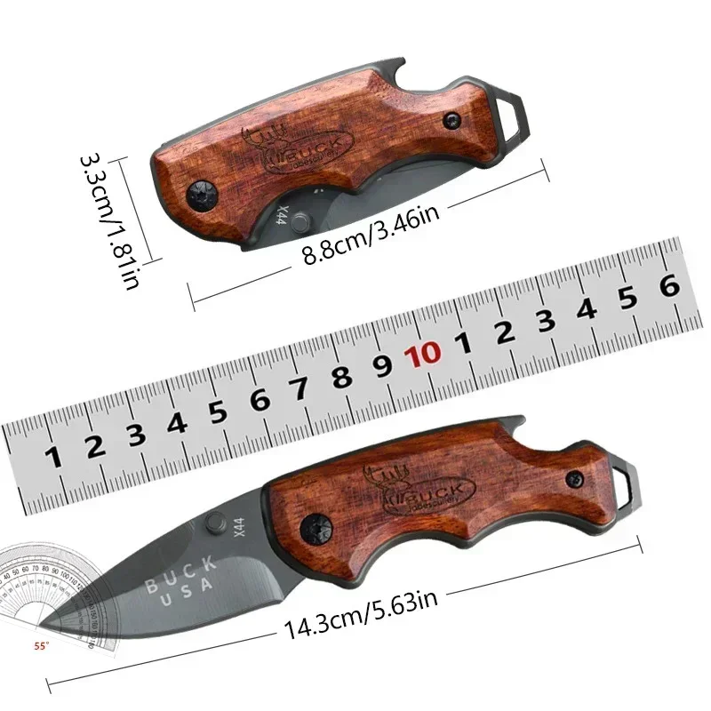 EDC-Couteau de poche portable pour l'autodéfense, couteau pliant multifonction, couteau à fruits tranchant, survie en plein air, DulBushcraft opaque
