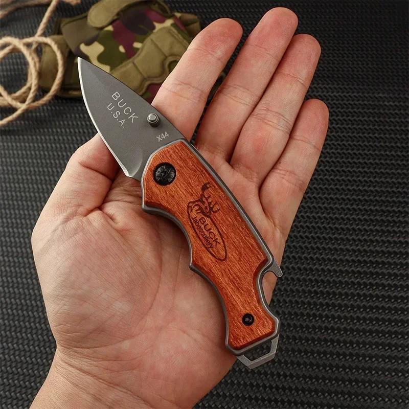 EDC-Couteau de poche portable pour l'autodéfense, couteau pliant multifonction, couteau à fruits tranchant, survie en plein air, DulBushcraft opaque