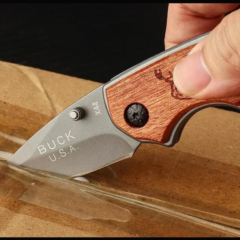 EDC-Couteau de poche portable pour l'autodéfense, couteau pliant multifonction, couteau à fruits tranchant, survie en plein air, DulBushcraft opaque