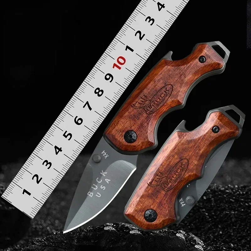 EDC-Couteau de poche portable pour l'autodéfense, couteau pliant multifonction, couteau à fruits tranchant, survie en plein air, DulBushcraft opaque