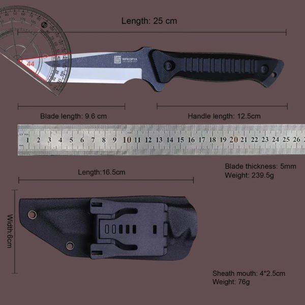 WPKOPYA-Couteau droit tactique en acier amélioré, chasse dans la jungle, randonnée, pêche, camping, outil, 440c, États-Unis – Image 6