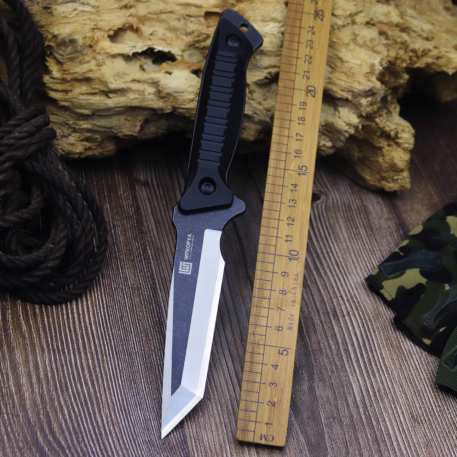 WPKOPYA-Couteau droit tactique en acier amélioré, chasse dans la jungle, randonnée, pêche, camping, outil, 440c, États-Unis