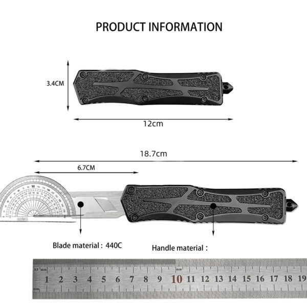 AU TO-Couteau utilitaire en alliage de zinc, lame en acier 440C, Foy DulFolding, couteau de poche d'auto-défense, couteau de survie EDC – Image 6