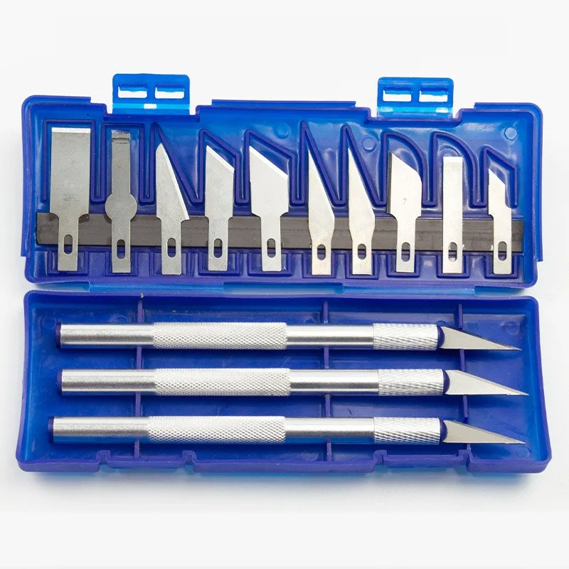 Ensemble d'Outils de Couteau Carimplantés en Alliage d'Aluminium, pour Coupe-Papier Artisanal et Modèle Exécutif, 13 Pièces
