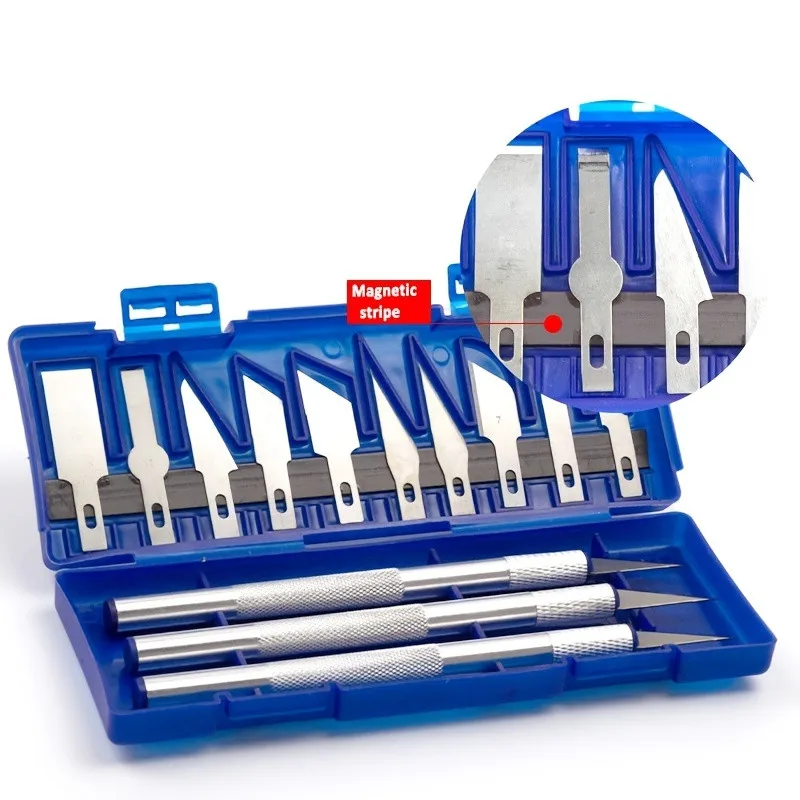 Ensemble d'Outils de Couteau Carimplantés en Alliage d'Aluminium, pour Coupe-Papier Artisanal et Modèle Exécutif, 13 Pièces