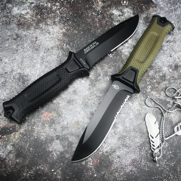 GB 1500 Couteau à lame pour partenaires militaires en plein air, 12C27, FRN FiViolet, couvercle, poignée, chasse, survie, outils Dulskip opaque – Image 2