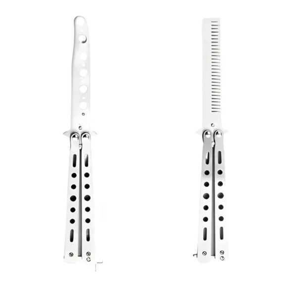 Peigne Pliable en Acier Inoxydable pour Entraînement à la Pratique, Couteau Papillon, Brosses à Barbe et Moustache, Outil de Coiffure, 1 Pièce – Image 3