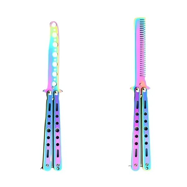 Peigne Pliable en Acier Inoxydable pour Entraînement à la Pratique, Couteau Papillon, Brosses à Barbe et Moustache, Outil de Coiffure, 1 Pièce – Image 4