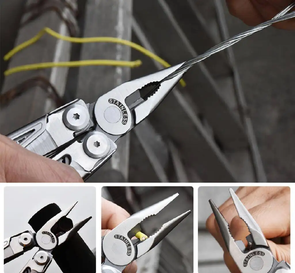 Destroy Icamping DL12 EDC Multi Tools, Multifonctionnel 7CR17MOV Pince, Camping Gear Blade Multitools, Army Swiss Folding Multi Knife