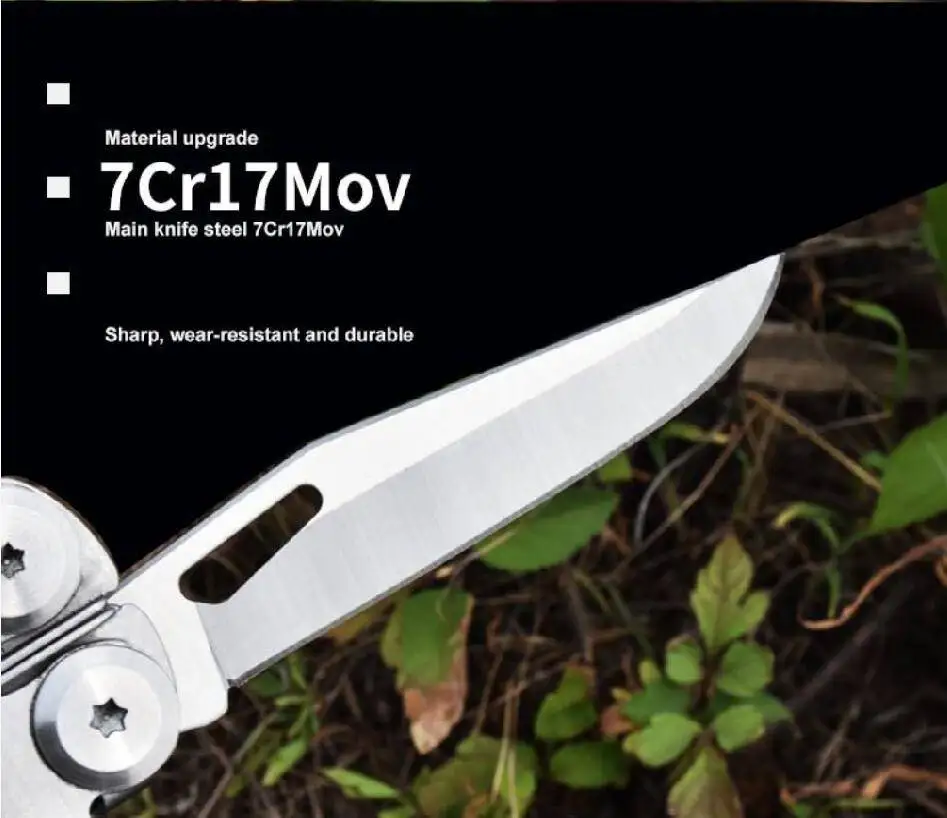 Destroy Icamping DL12 EDC Multi Tools, Multifonctionnel 7CR17MOV Pince, Camping Gear Blade Multitools, Army Swiss Folding Multi Knife
