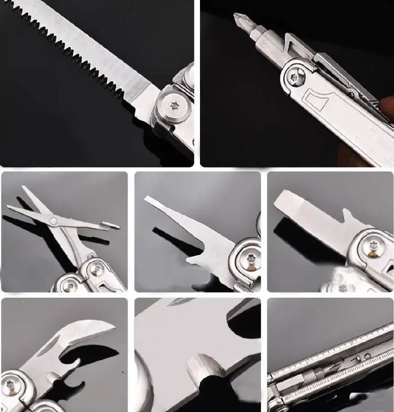 Destroy Icamping DL12 EDC Multi Tools, Multifonctionnel 7CR17MOV Pince, Camping Gear Blade Multitools, Army Swiss Folding Multi Knife