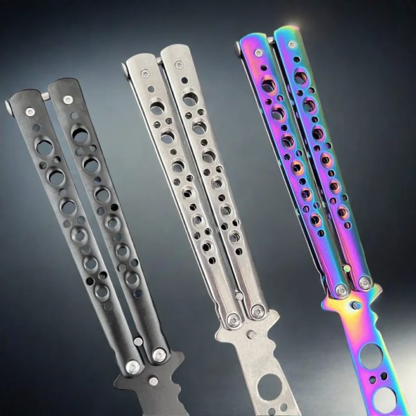 Couteau papillon pliable en acier inoxydable, couteau d'entraînement de poche portable, outil d'entraînement pour les jeux de plein air, couteau pliant – Image 5