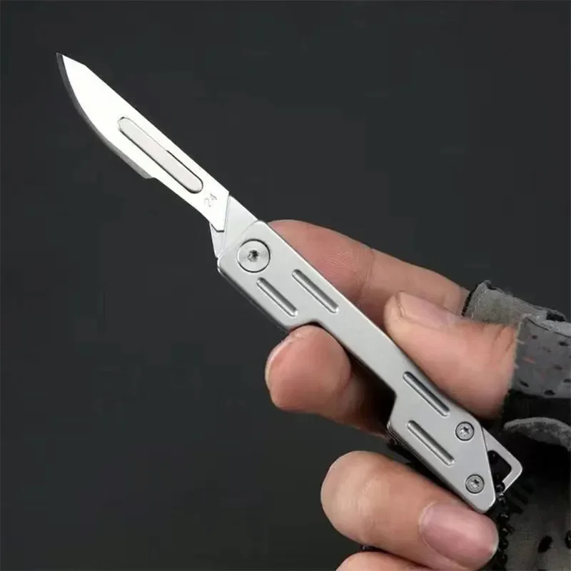 Couteau pliant médical en acier inoxydable, scalpel pliant, couteau de poche de déballage extérieur EDC, machines de resubdivision, 10 pièces