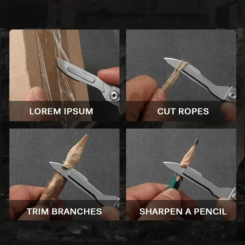 Couteau pliant médical en acier inoxydable, scalpel pliant, couteau de poche de déballage extérieur EDC, machines de resubdivision, 10 pièces