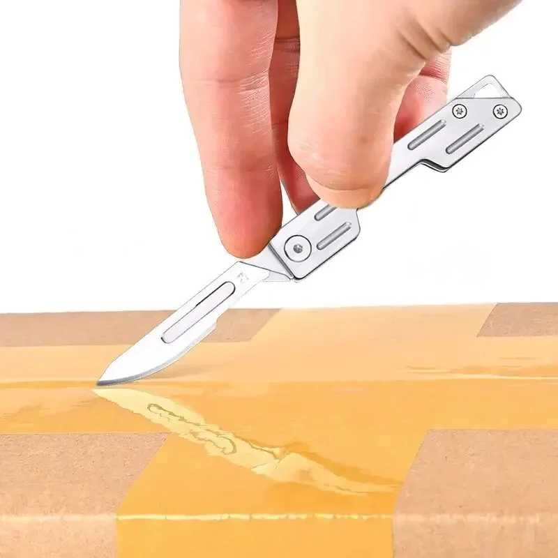 Couteau pliant médical en acier inoxydable, scalpel pliant, couteau de poche de déballage extérieur EDC, machines de resubdivision, 10 pièces