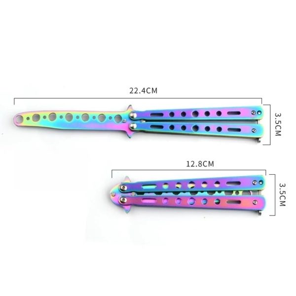 Couteau d'entraînement papillon portable, lame non coupée, entraîneur pliant en acier pour débutants, outil d'entraînement sûr, couteau de jeu à peigne papillon – Image 3