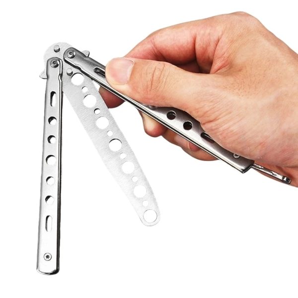 Couteau d'entraînement papillon portable, lame non coupée, entraîneur pliant en acier pour débutants, outil d'entraînement sûr, couteau de jeu à peigne papillon – Image 6